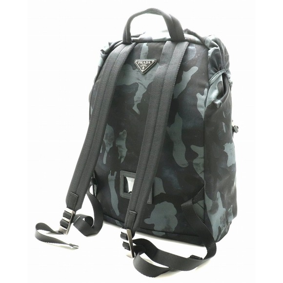 Prada Rucksack Blue Camouflage Nylon Leather Backpack - Picture 1 of 9